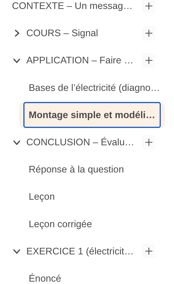 Le sommaire des Cours et Wiki, avec ses sous-pages, est idéal pour créer séquences pédagogiques et sous-séances. 