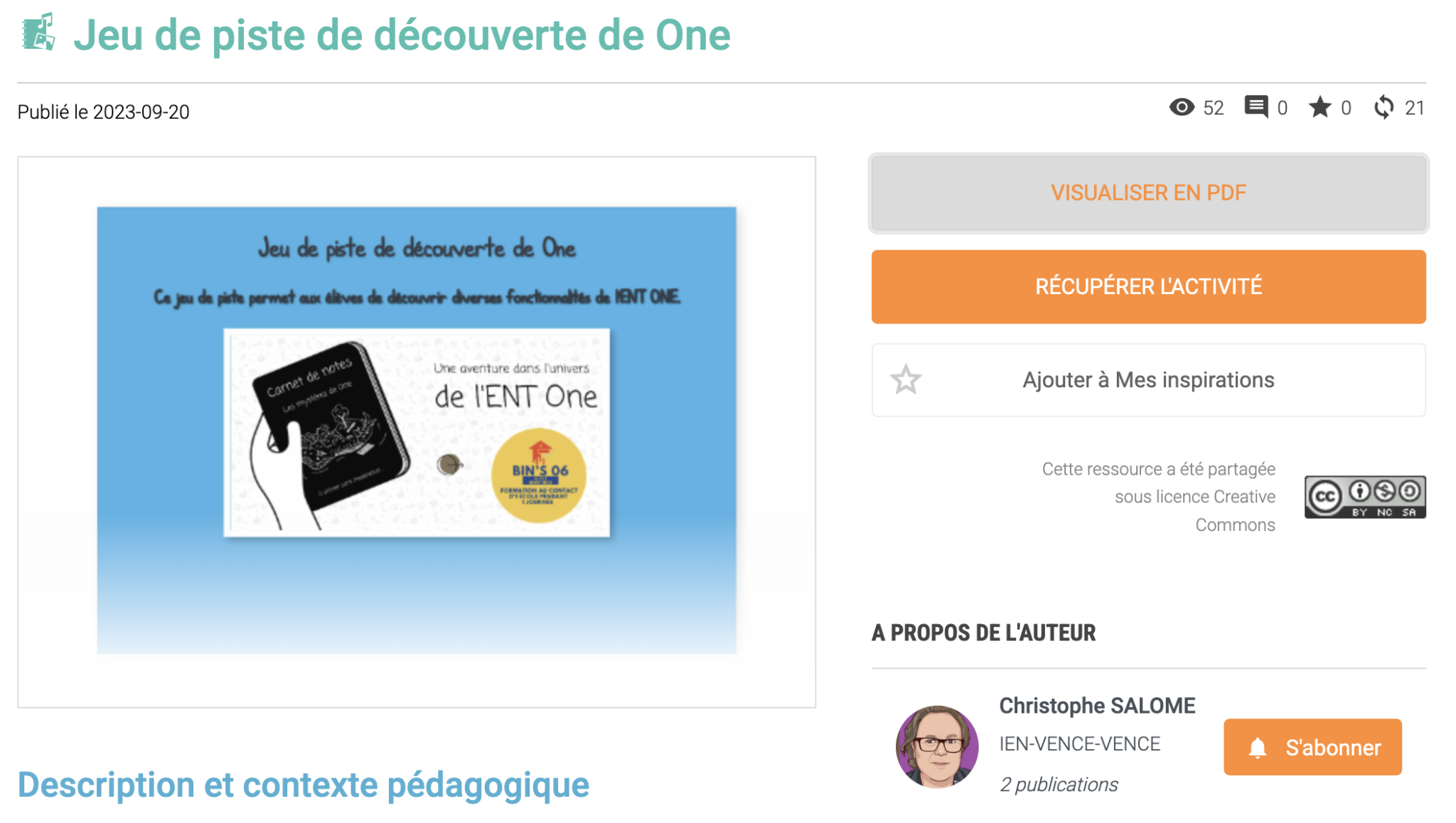 Jeu de piste pour découvrir l'ENT ONE
