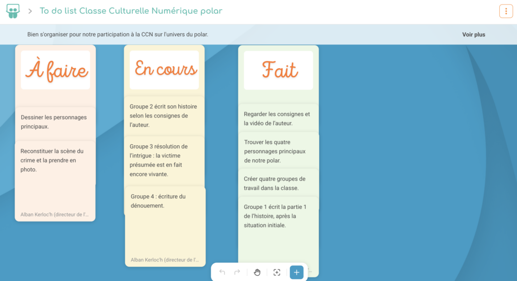 La to do liste : une des utilisations du Mur collaboratif