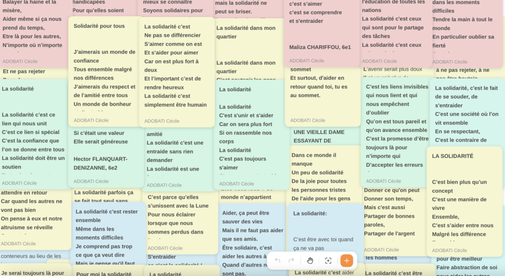 Un Mur collaboratif sert de recueil aux poésies des sixièmes. 