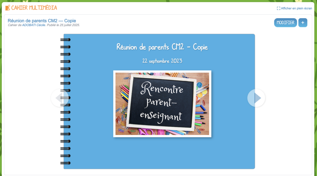 Support de présentation pour une réunion parents professeurs.