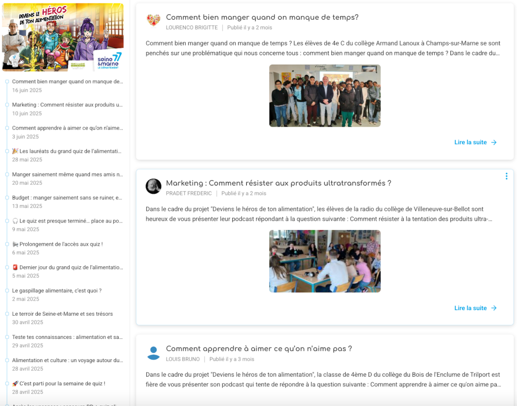 Le Blog des podcasts sur l'alimentation des collégiens du 77. 