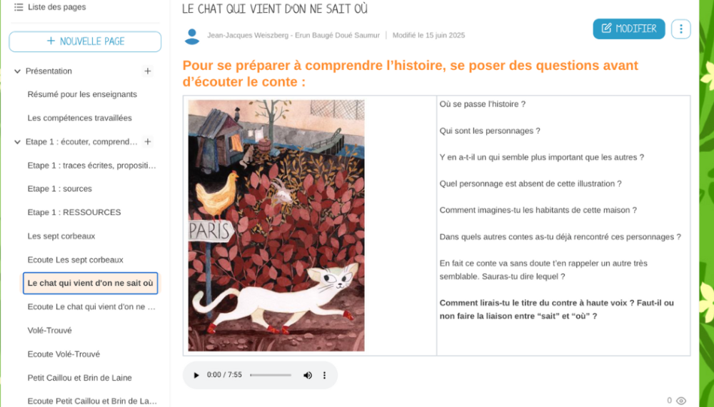 Une activité autour du conte au cycle 3 sur e-primo.